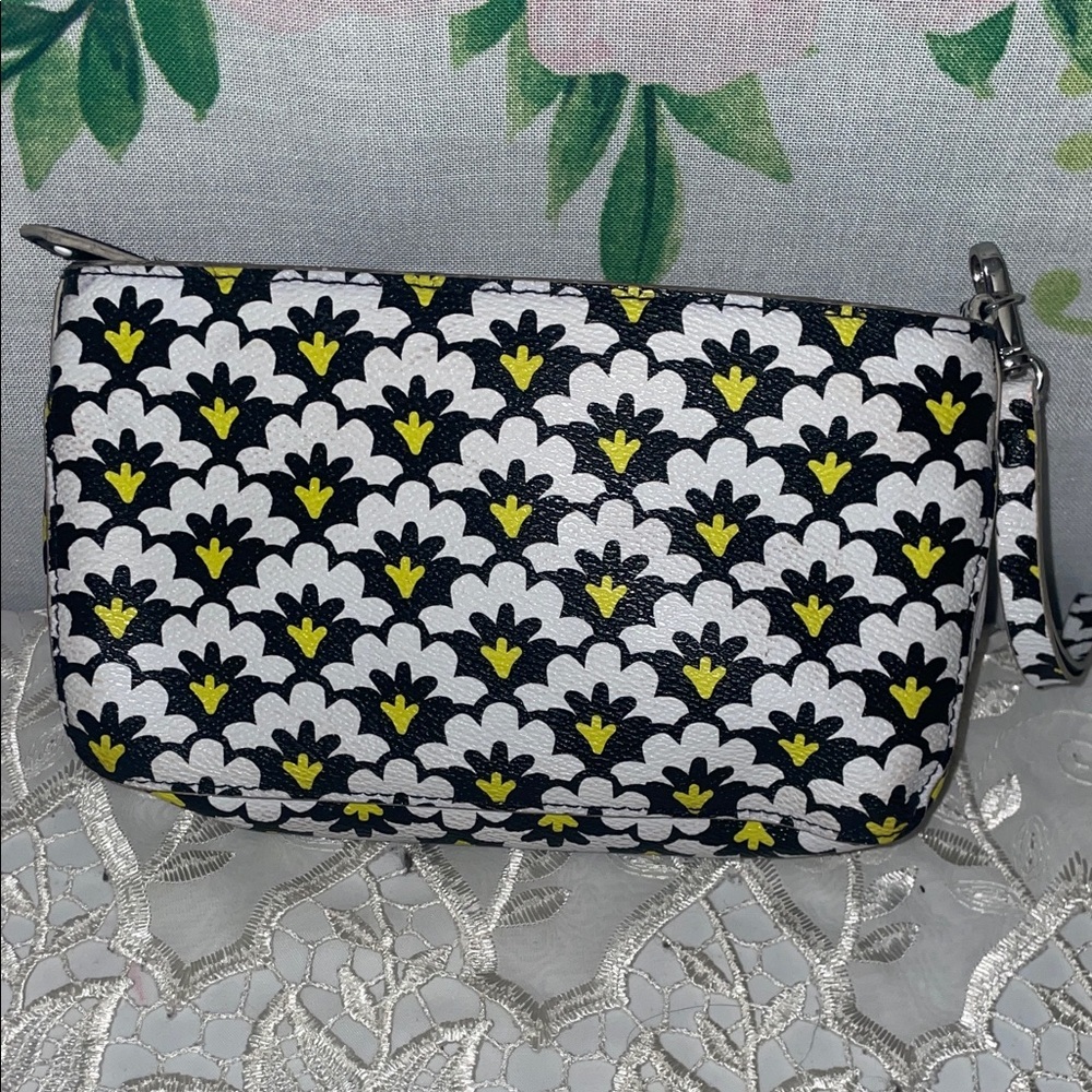 Vera Bradley Black and Yellow Floral Wristlet - Picture 4 of 7
